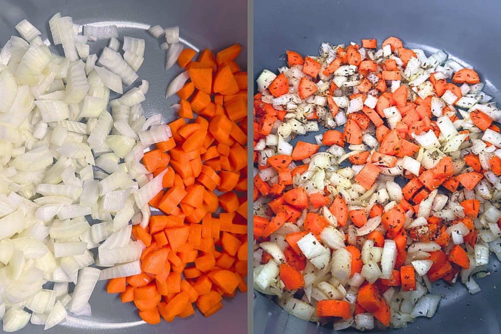 veggies before and after adding spices
