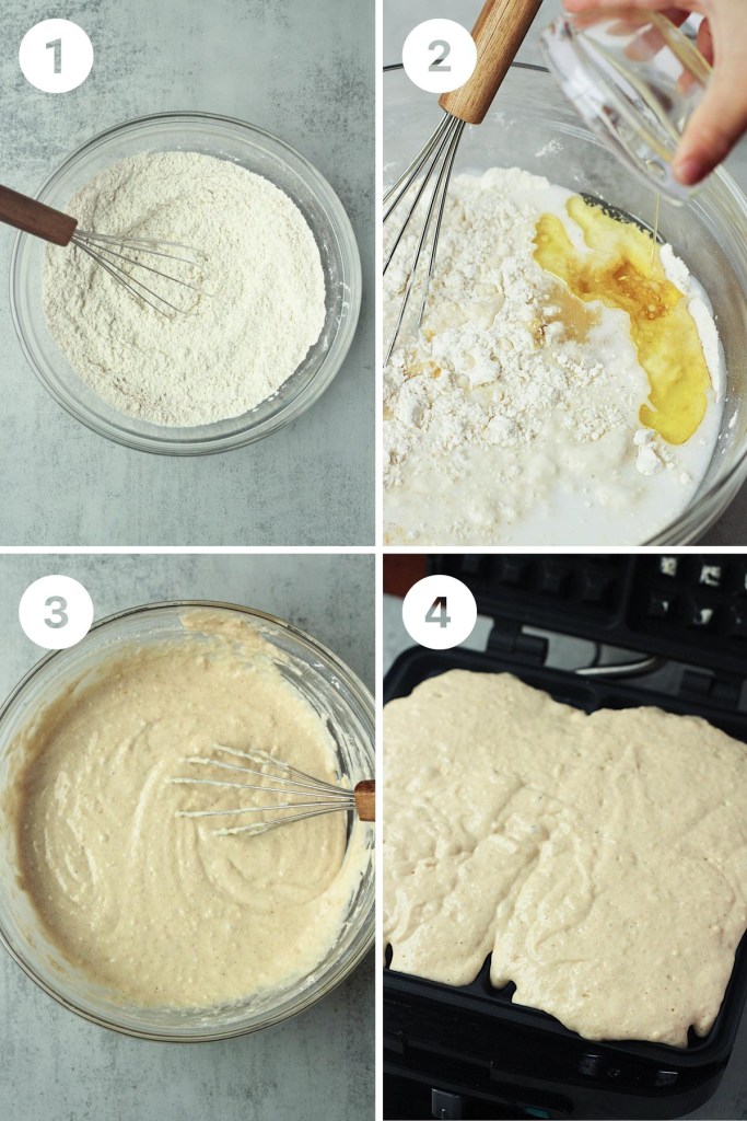 4 steps for making belgian waffle batter