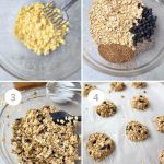 4 steps of making oatmeal cookie dough and shaping cookies