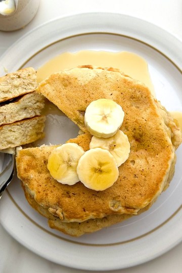 top view finished vegan banana pancakes