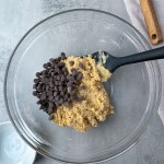 bowl of cookie dough showing consistency of dough before chocolate chips are mixed in