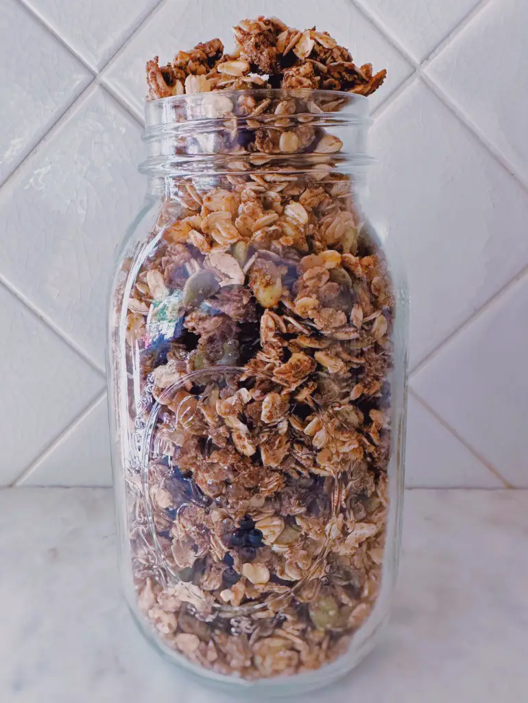 Jar of homemade nut-free granola