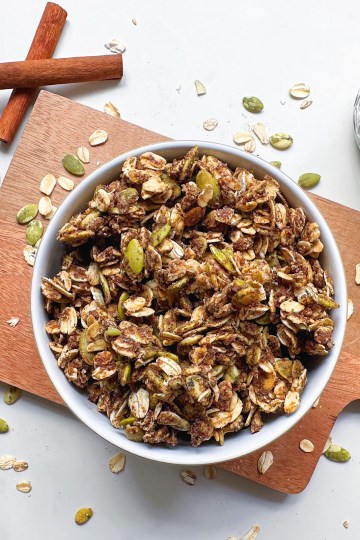 top view bowl of nut free granola