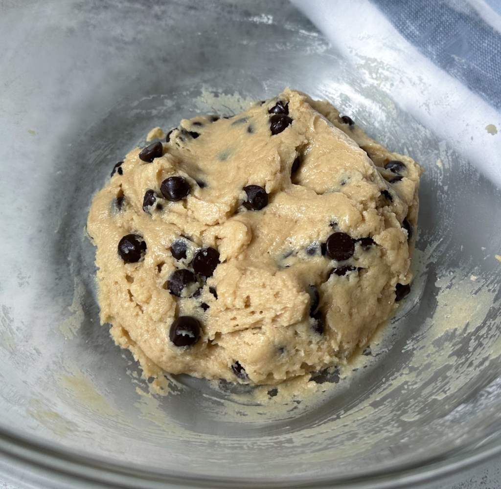 Cookie dough in glass bowl