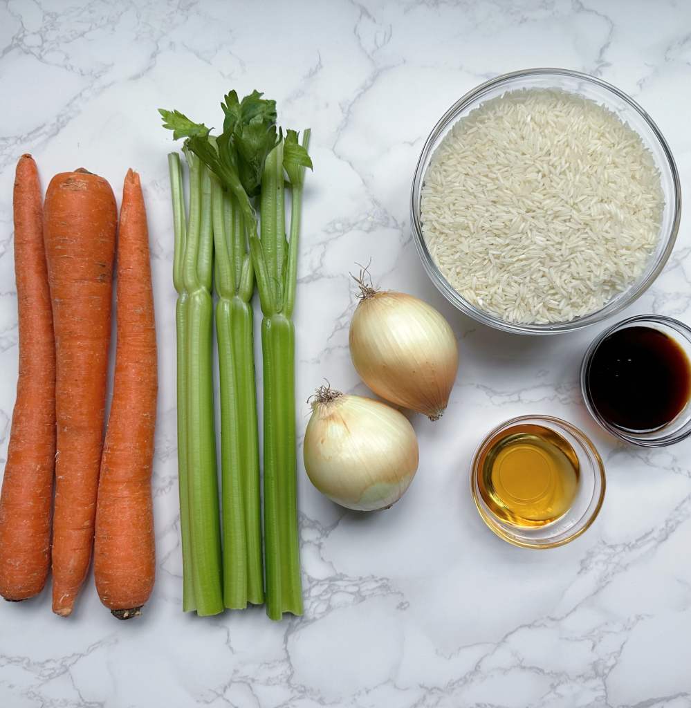 Ingredients for vegan fried rice