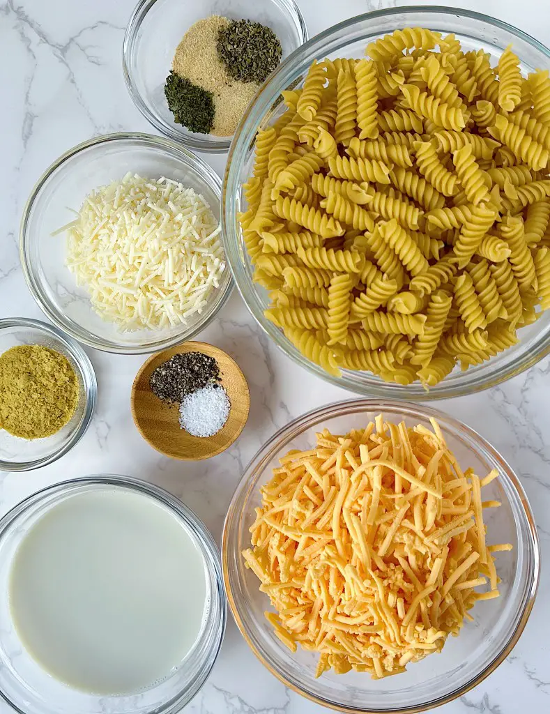 Ingredients for vegan mac and cheese