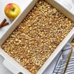 top view finished apple cinnamon baked oatmeal