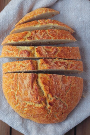 finished artisan bread, sliced