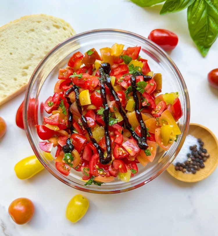bruschetta dip in bowl