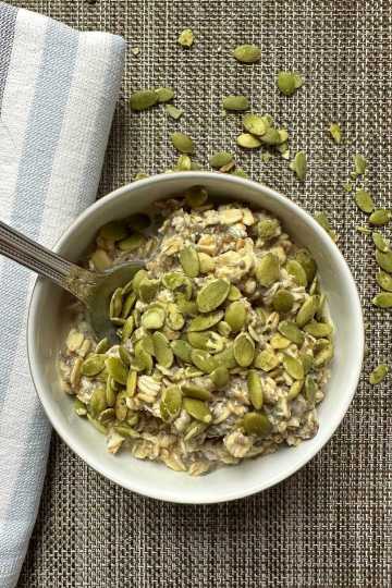 Bowl of maple overnight oats