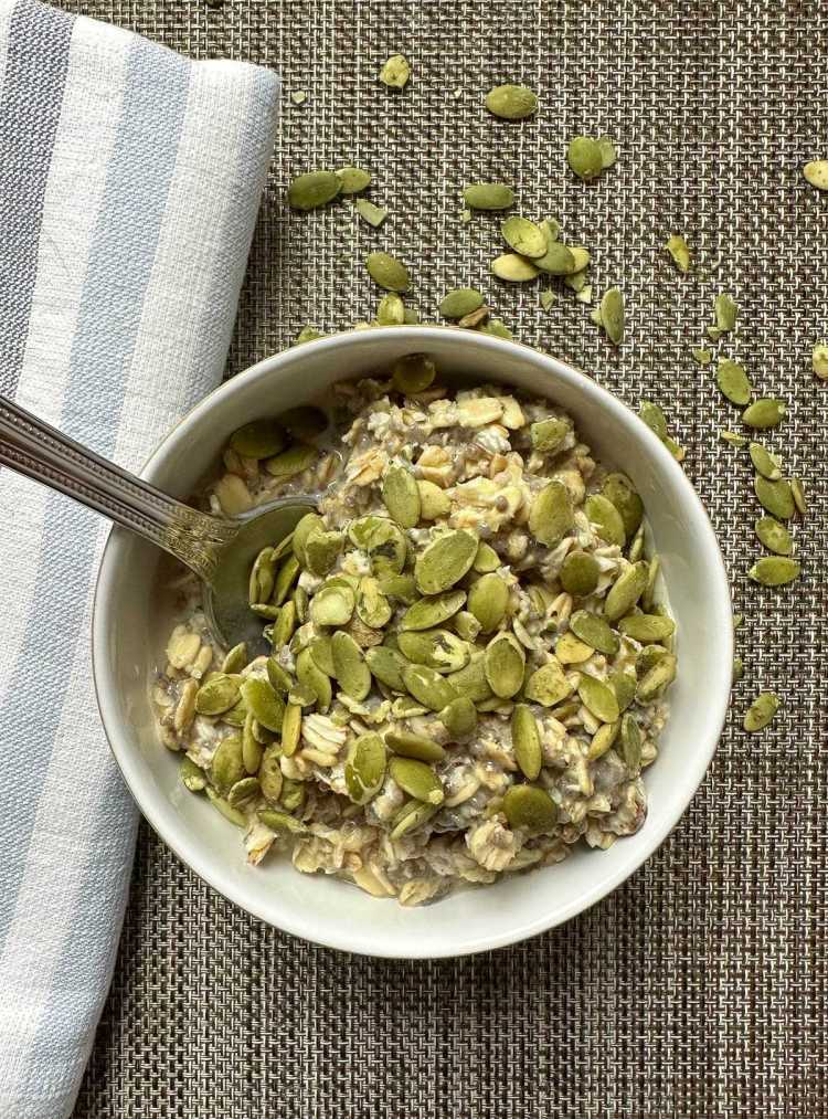 Bowl of maple overnight oats