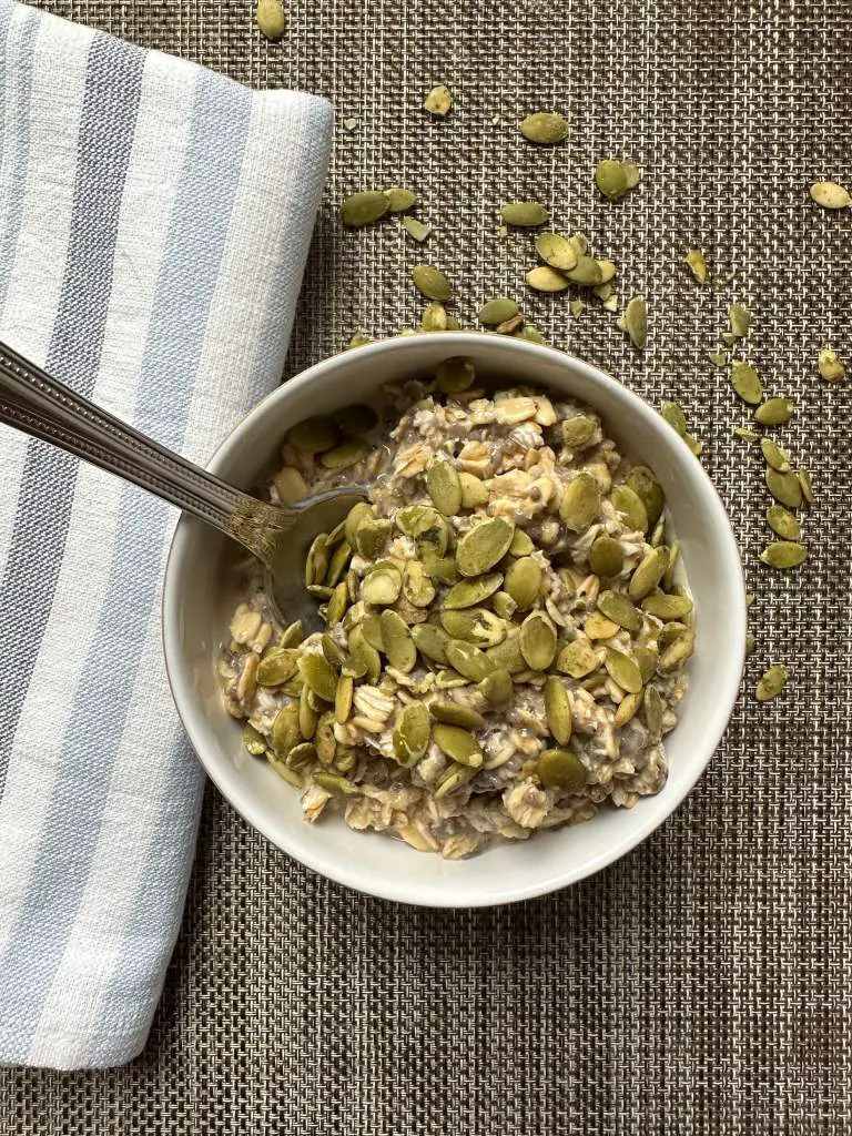 Bowl of maple overnight oats