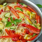 finished pasta primavera in pot