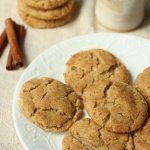 Finished vegan snickerdoodle cookies on a plate