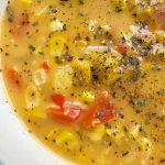 close up vegan corn chowder