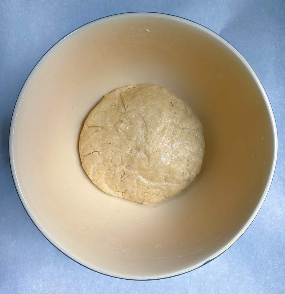 bowl of vegan lemon cookie dough showing consistency