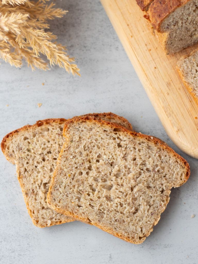 two slices homemade rye bread