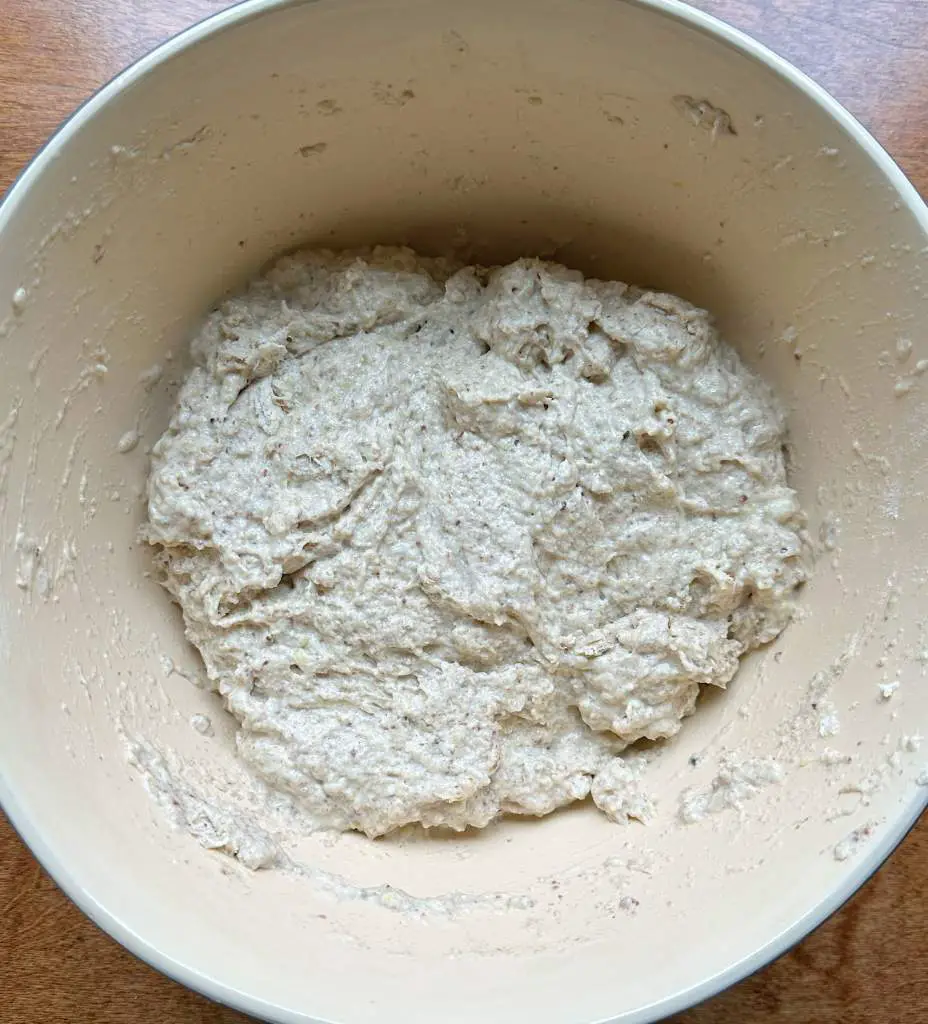 mixed dough for homemade rye bread