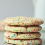 Vegan funfetti sugar cookies stacked