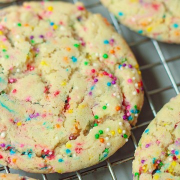 close up vegan sprinkle cookie