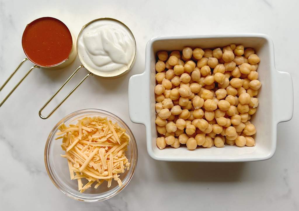 ingredients to make buffalo chickpea dip