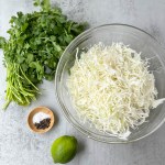 ingredients for vegan lime cilantro cabbage slaw
