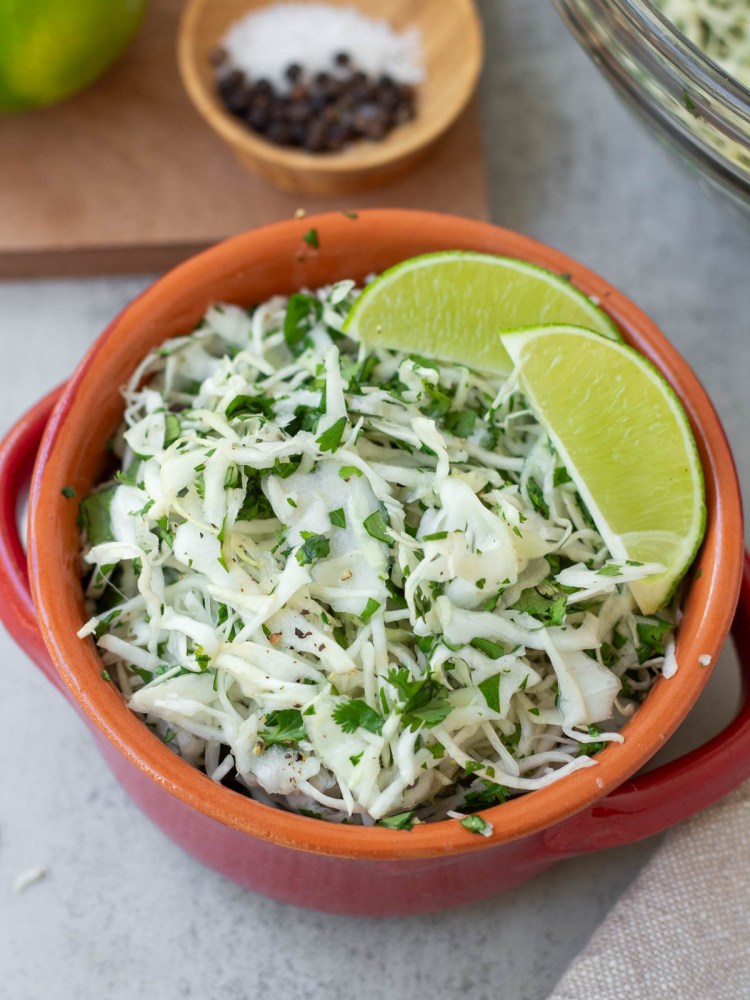 finished Lime cilantro cabbage slaw