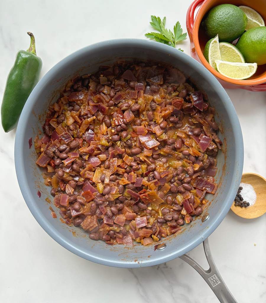 finished chipotle style black beans