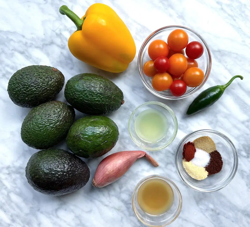 ingredients for easy homemade guacamole