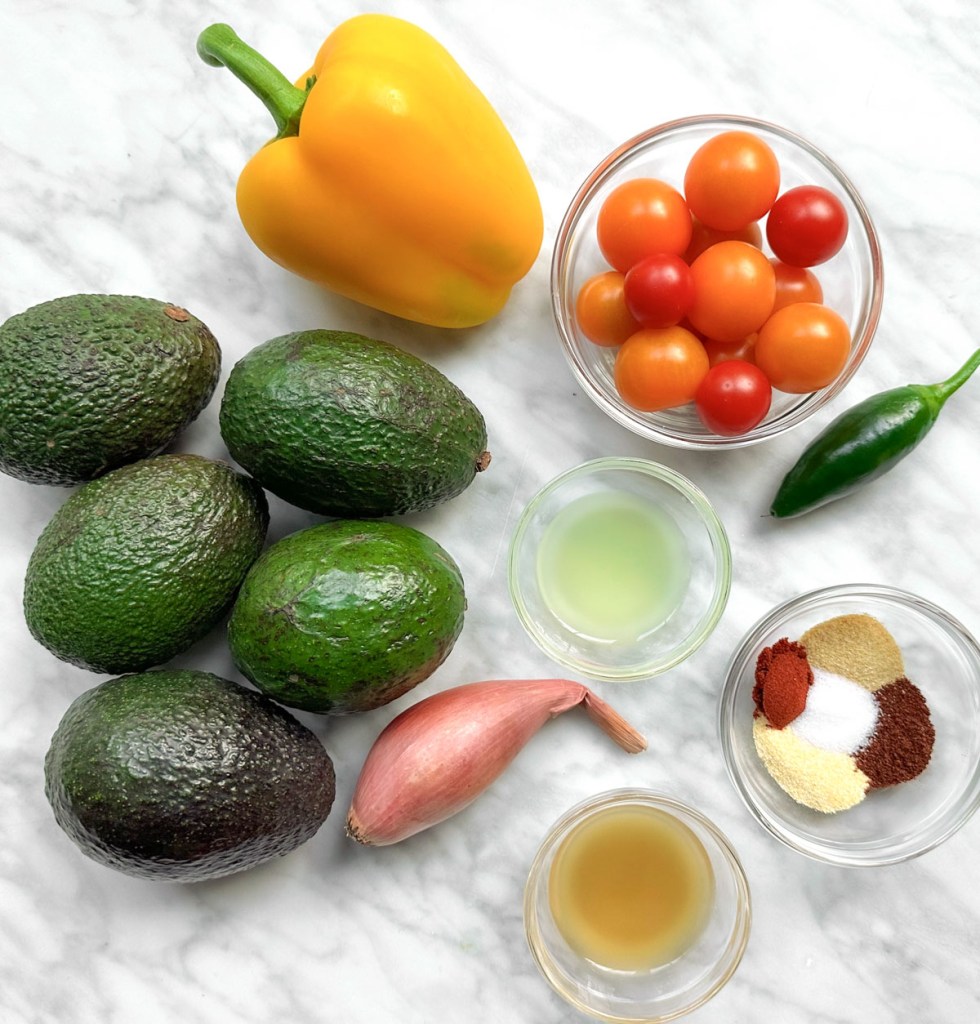 ingredients for easy homemade guacamole