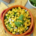 top view finished chipotle corn salsa