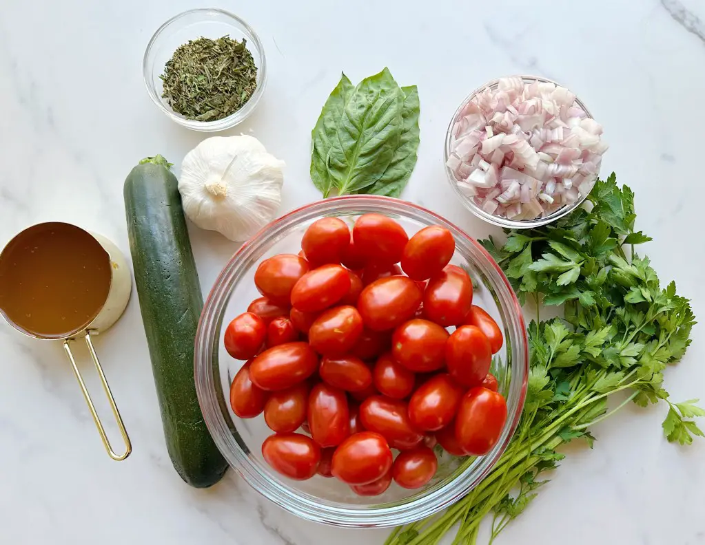 ingredients for homemade garden veggie pasta sauce