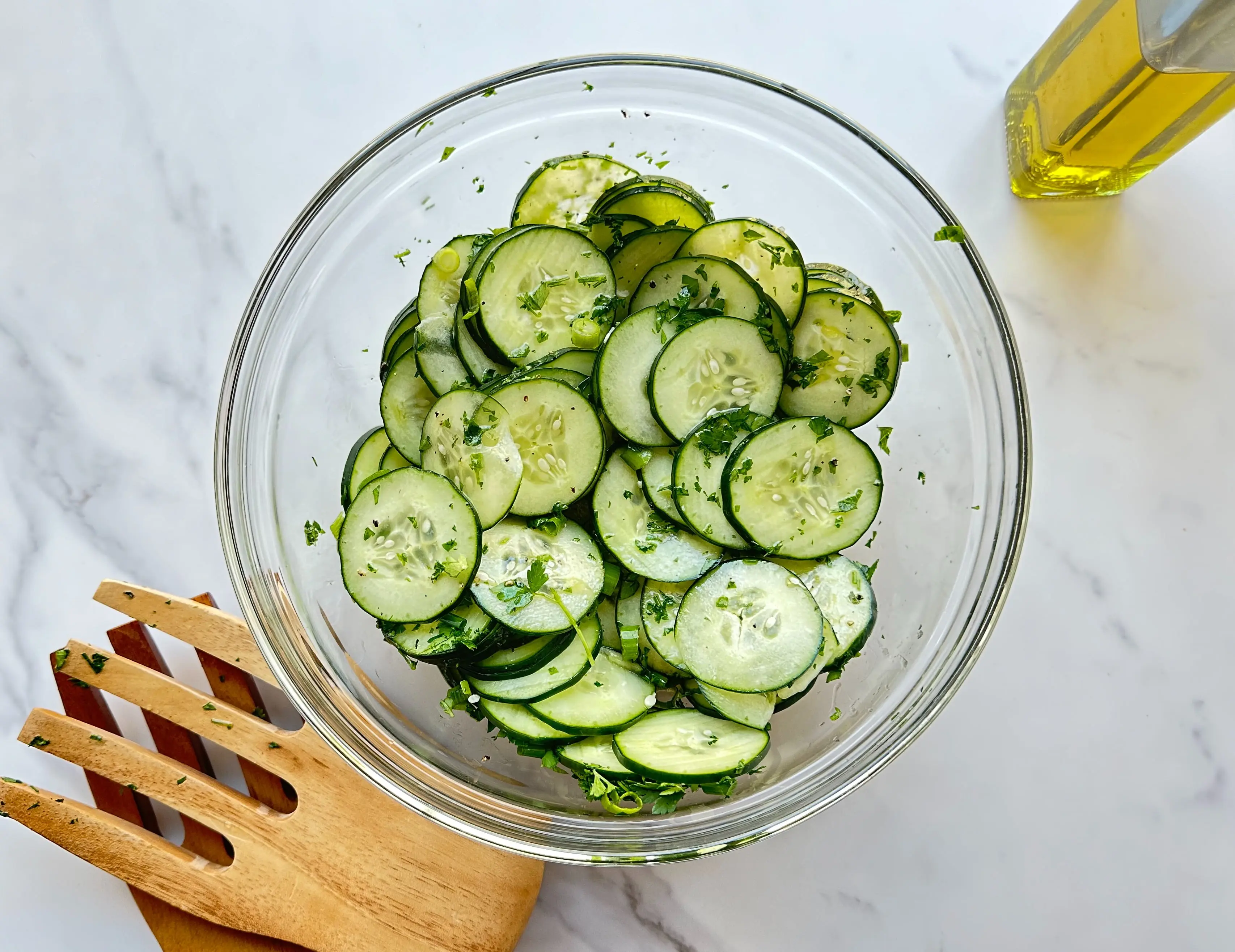 german cucumber salad top view