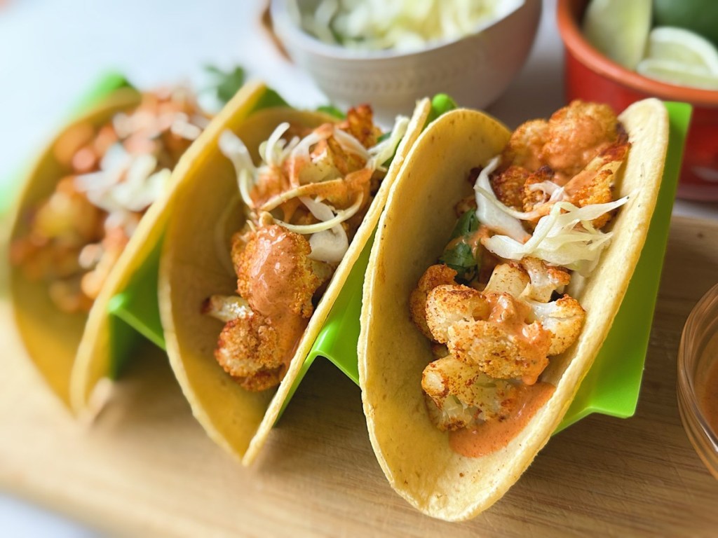 finished vegan roasted Cauliflower tacos