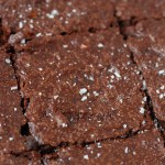 finished vegan brownies sliced in pan close up