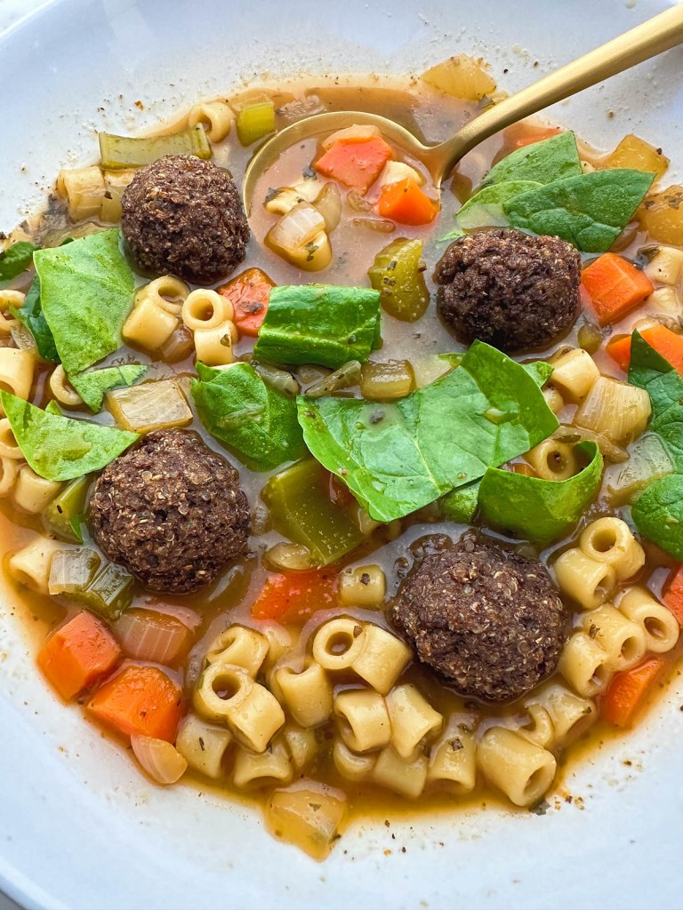 finished vegan italian wedding soup