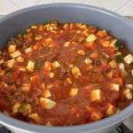 vegan lasagna filling in saute pan