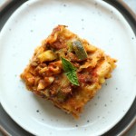 slice of finished easy vegan lasagna