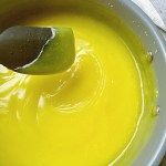 vegan lemon bar filling in pan