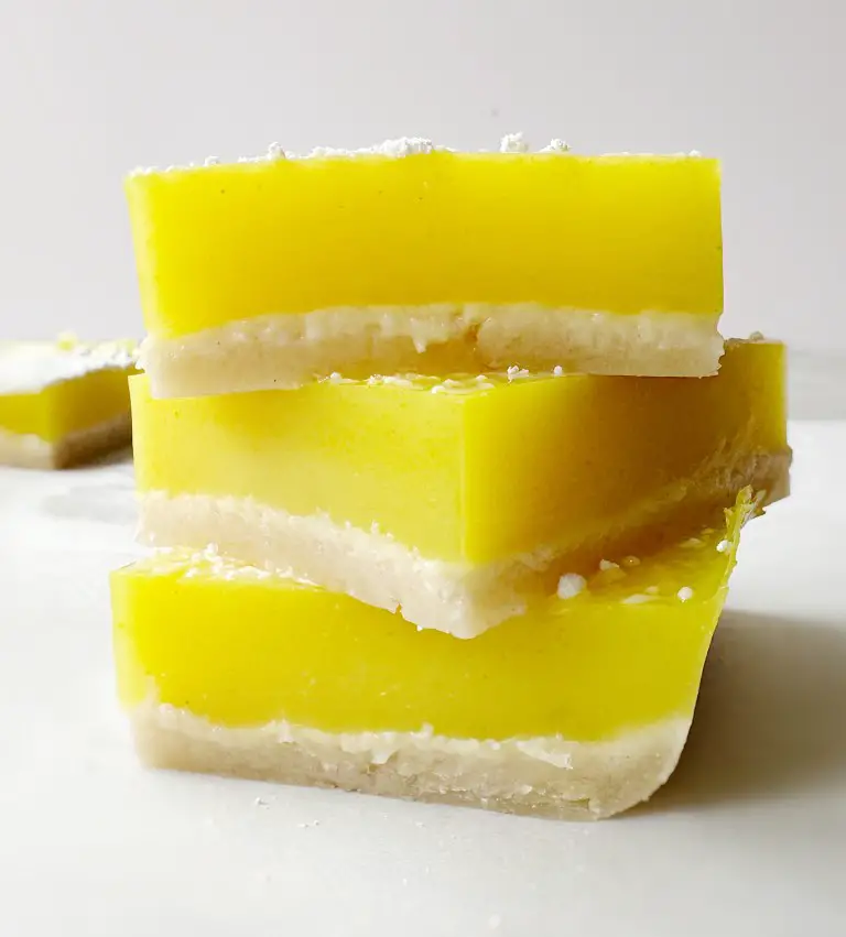 vegan lemon bars squares stacked