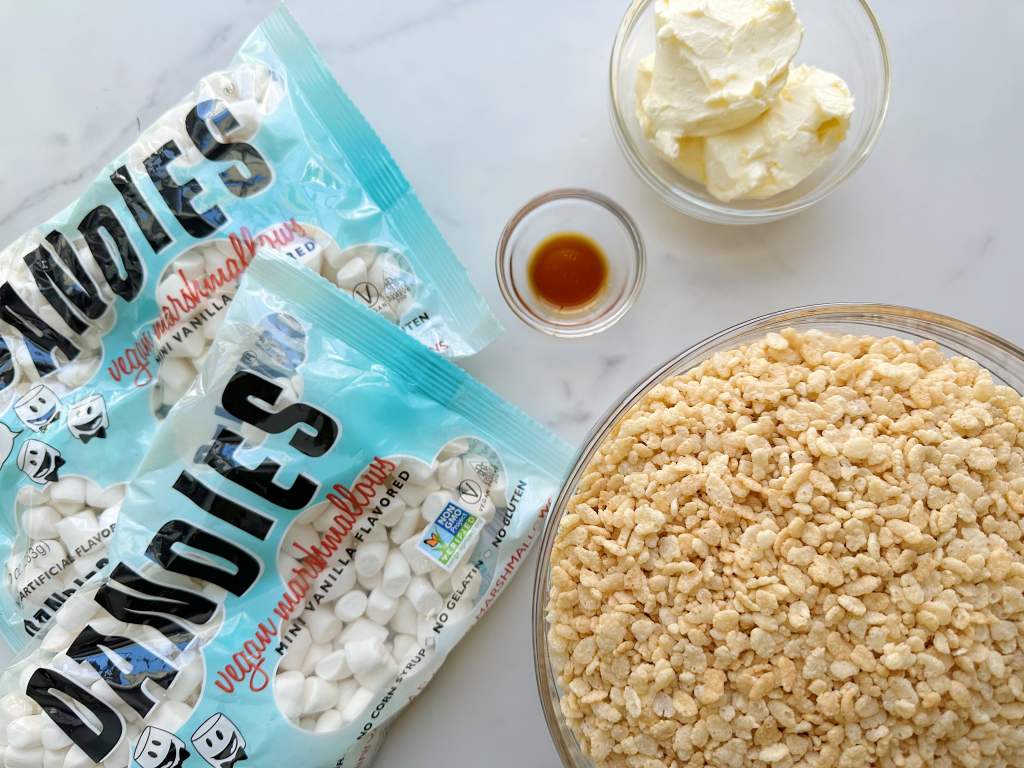 ingredients to make vegan rice krispie treats