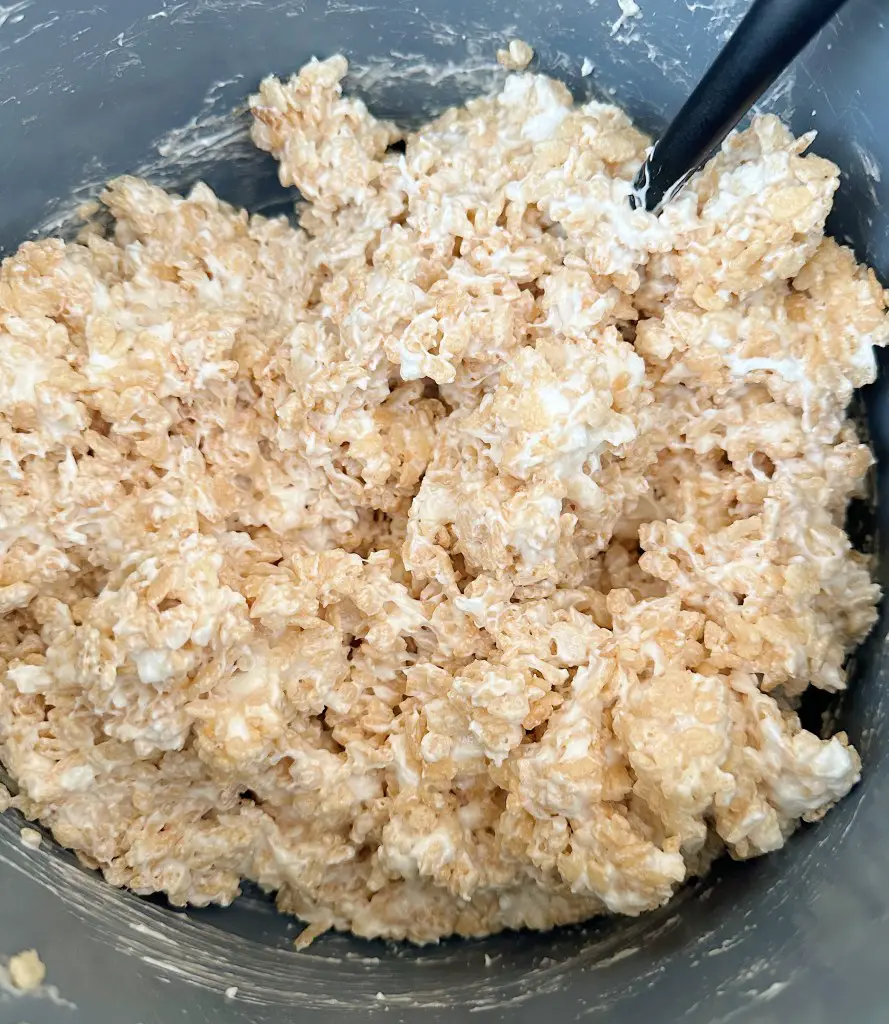 vegan rice krispie treat mixture in pot