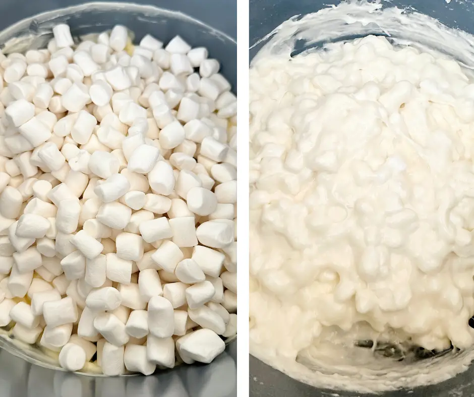 before and after of melting vegan marshmallows