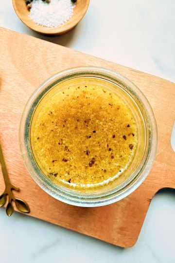 top view maple dijon vinaigrette