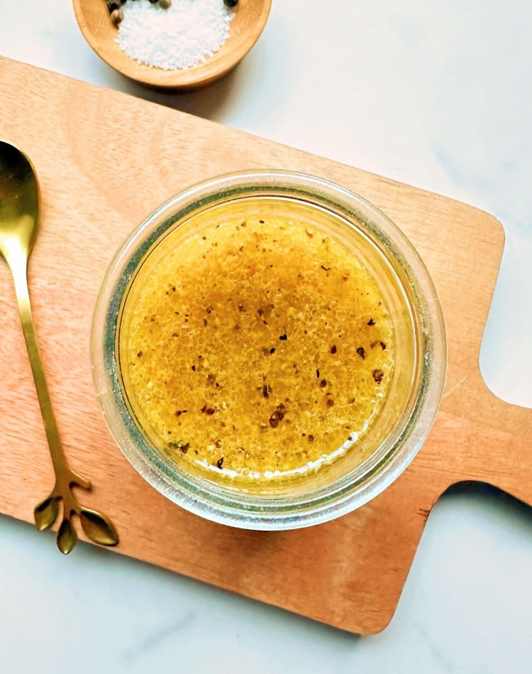 top view maple dijon vinaigrette