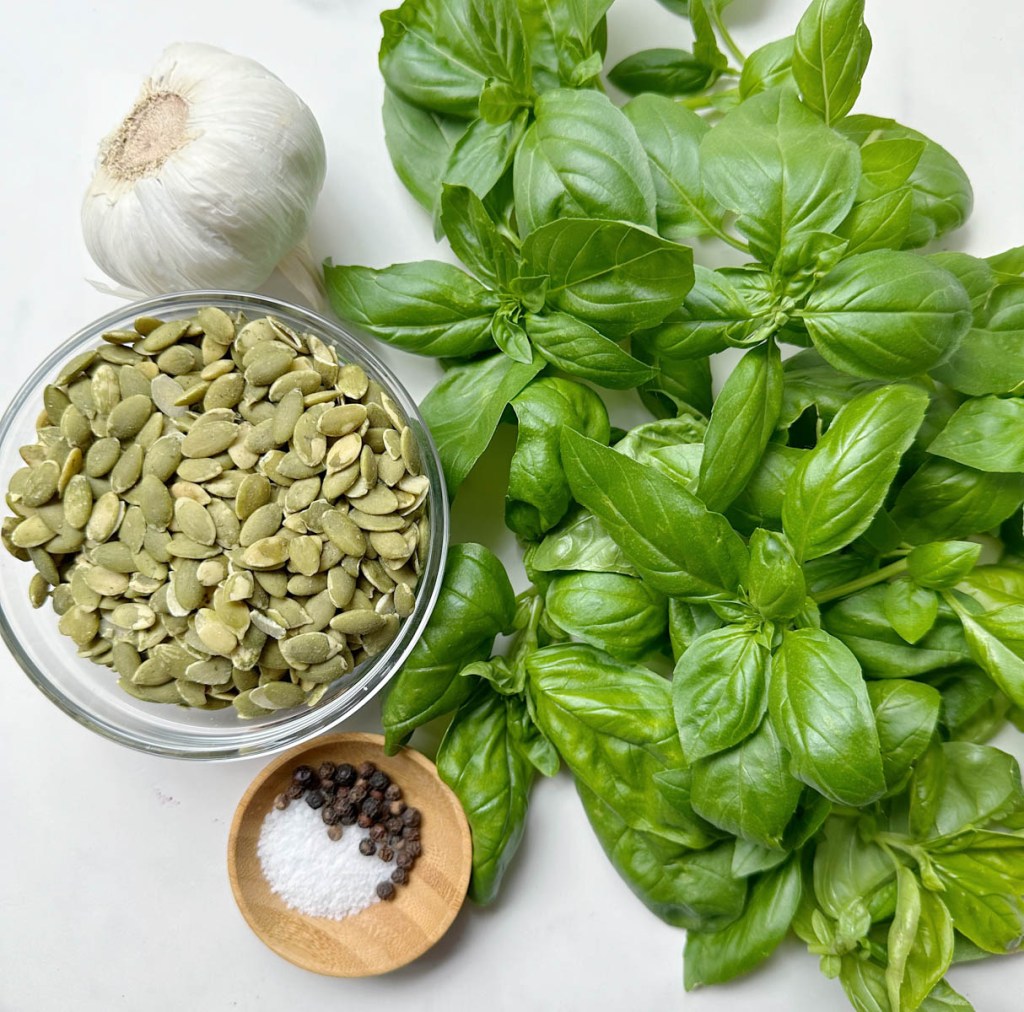 ingredients for vegan nut-free pesto