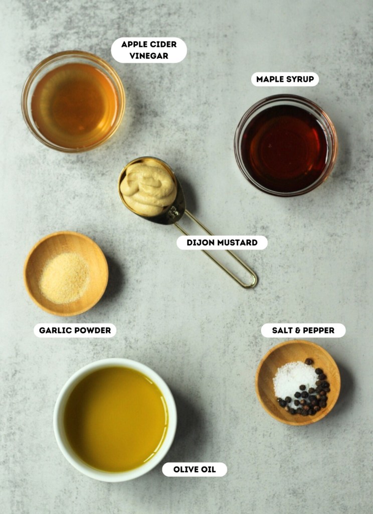 ingredients for maple dijon vinaigrette dressing