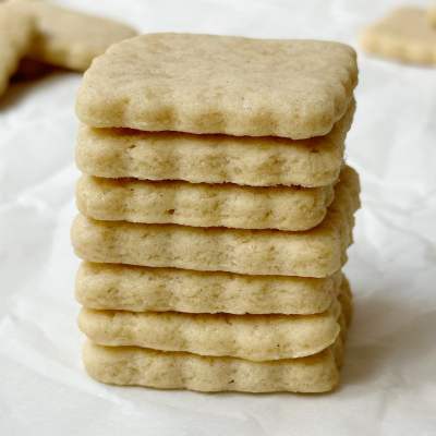 stacked vegan brown sugar shortbread cookies