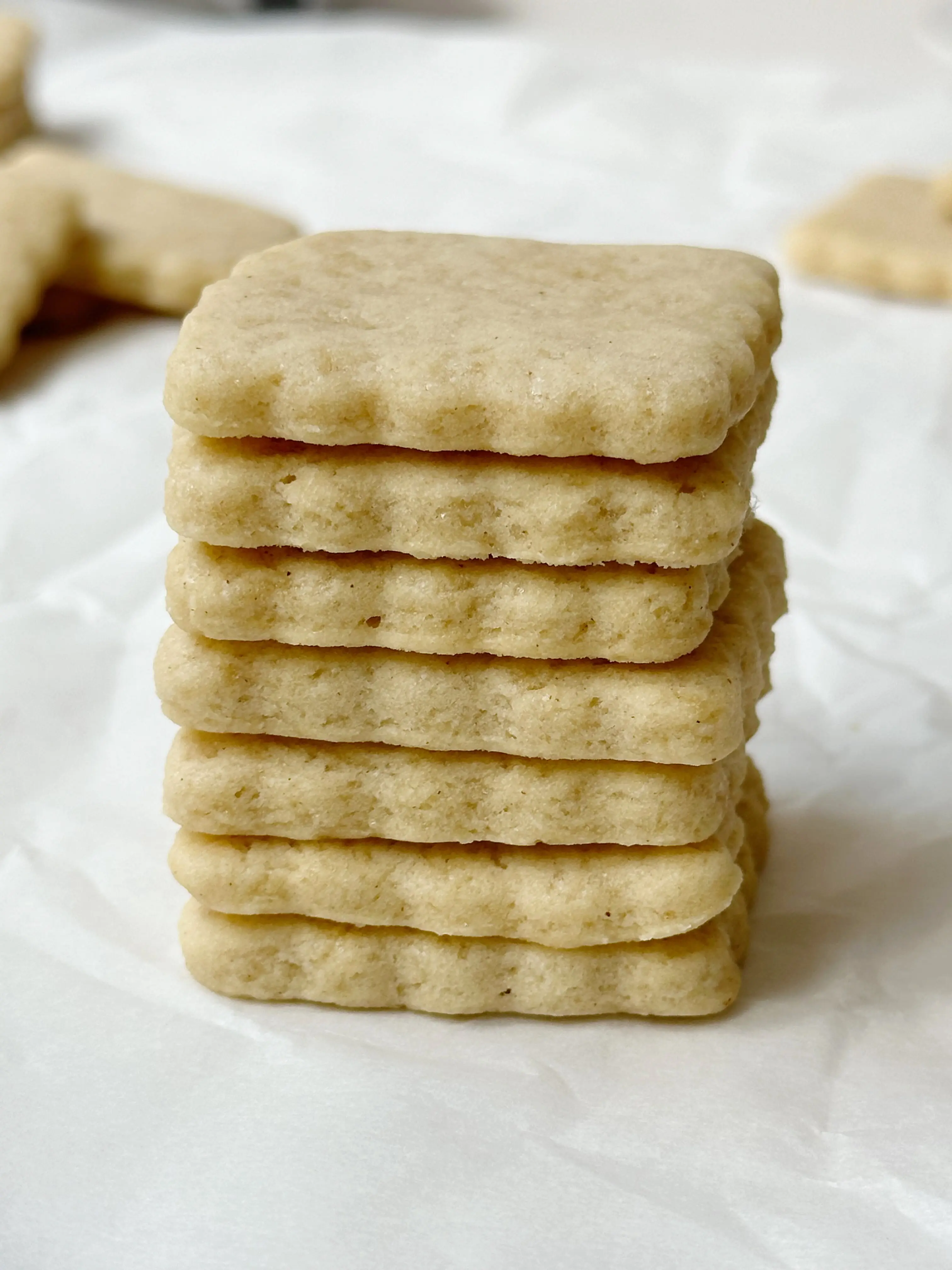 stacked vegan brown sugar shortbread cookies