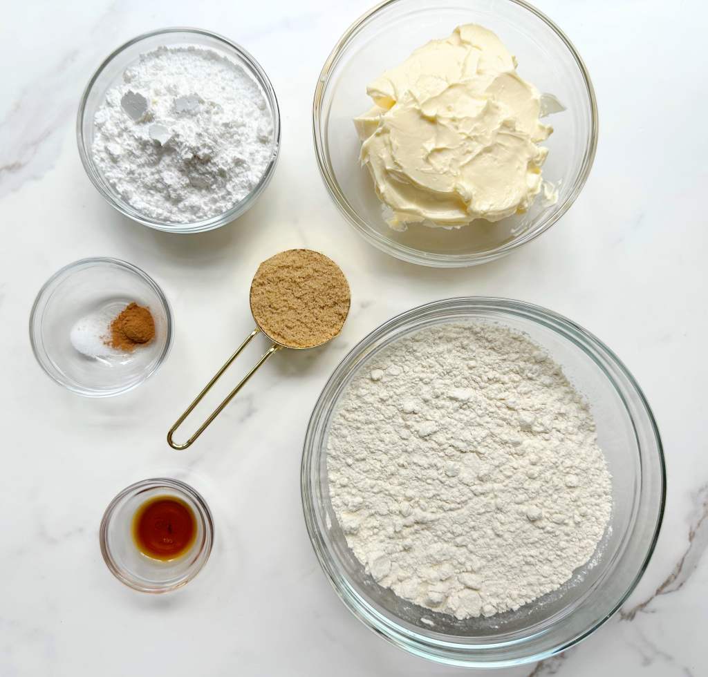 ingredients for vegan brown sugar shortbread cookies